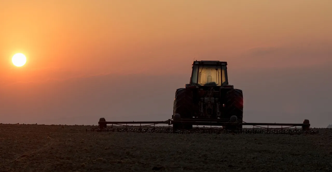 tractor working in the night